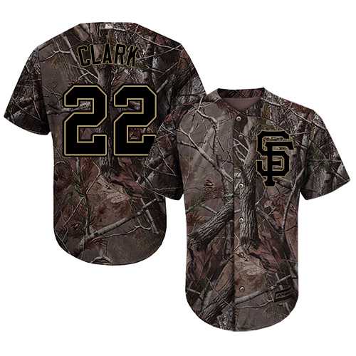 Youth San Francisco Giants #22 Will Clark Camo Realtree Collection Cool Base Stitched MLB Jersey