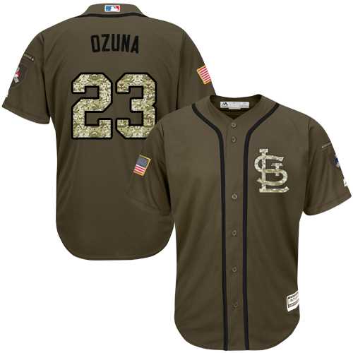 Youth St.Louis Cardinals #23 Marcell Ozuna Green Salute to Service Stitched MLB