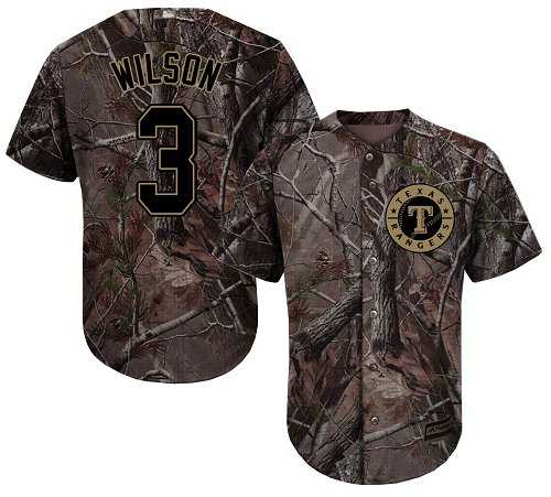 Youth Texas Rangers #3 Russell Wilson Camo Realtree Collection Cool Base Stitched MLB Jersey