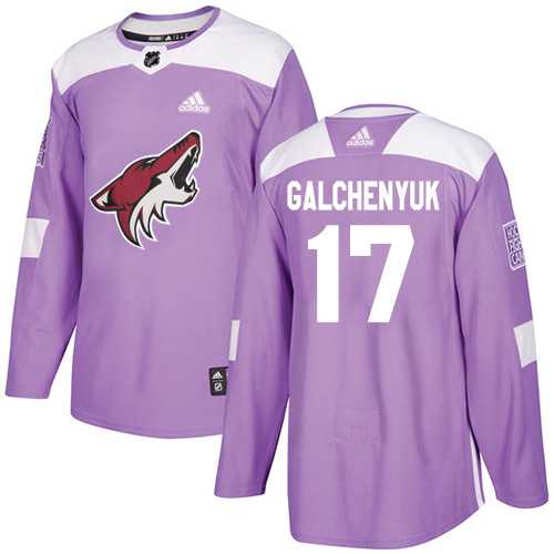 Men's Adidas Arizona Coyotes #17 Alex Galchenyuk Purple Authentic Fights Cancer Stitched NHL Jersey