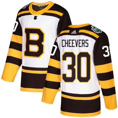 Men's Adidas Boston Bruins #30 Gerry Cheevers White Authentic 2019 Winter Classic Stitched NHL Jersey