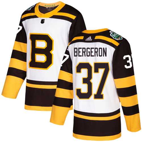Men's Adidas Boston Bruins #37 Patrice Bergeron White Authentic 2019 Winter Classic Stitched NHL Jersey