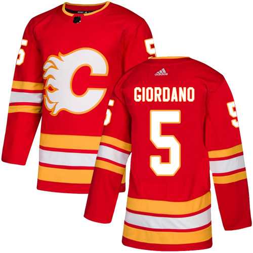 Men's Adidas Calgary Flames #5 Mark Giordano Red Alternate Authentic Stitched NHL Jersey