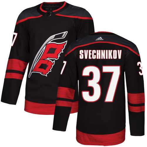 Men's Adidas Carolina Hurricanes #37 Andrei Svechnikov Black Authentic Alternate NHL Jersey