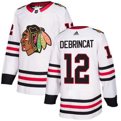Men's Adidas Chicago Blackhawks #12 Alex DeBrincat White Road Authentic Stitched NHL Jersey