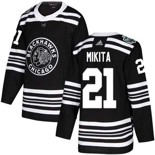 Men's Adidas Chicago Blackhawks #21 Stan Mikita Black Authentic 2019 Winter Classic Stitched NHL Jersey