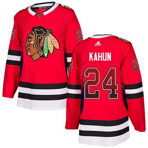 Men's Adidas Chicago Blackhawks #24 Dominik Kahun Red Home Authentic Drift Fashion Stitched NHL Jersey