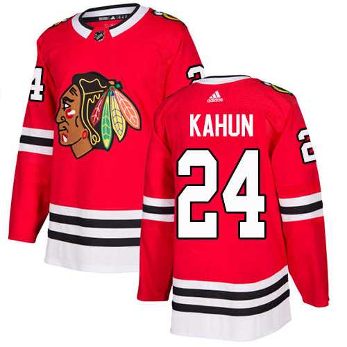 Men's Adidas Chicago Blackhawks #24 Dominik Kahun Red Home Authentic Stitched NHL Jersey
