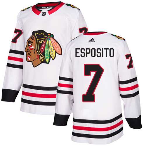Men's Adidas Chicago Blackhawks #7 Tony Esposito White Road Authentic Stitched NHL Jersey
