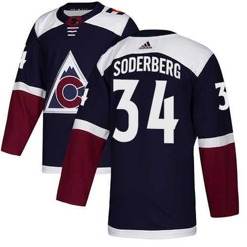 Men's Adidas Colorado Avalanche #34 Carl Soderberg Navy Alternate Authentic Stitched NHL Jersey