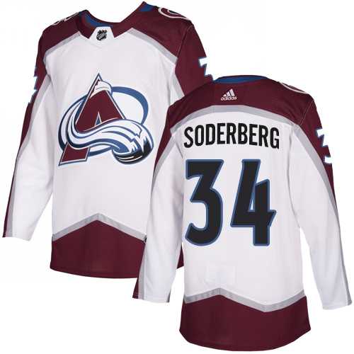 Men's Adidas Colorado Avalanche #34 Carl Soderberg White Road Authentic Stitched NHL Jersey