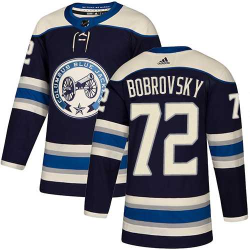 Men's Adidas Columbus Blue Jackets #72 Sergei Bobrovsky Navy Alternate Authentic Stitched NHL Jersey