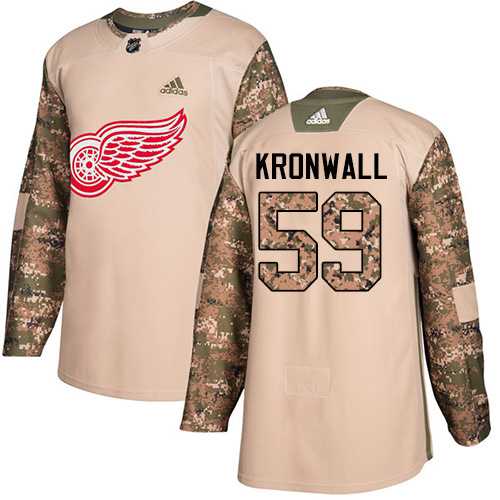Men's Adidas Detroit Red Wings #59 Niklas Kronwall Camo Authentic 2017 Veterans Day Stitched Hockey Jersey