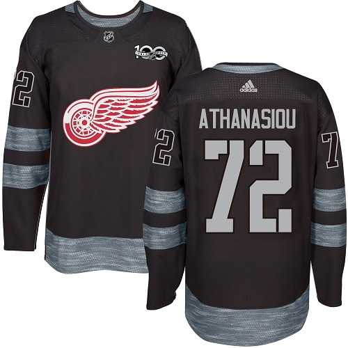 Men's Adidas Detroit Red Wings #72 Andreas Athanasiou Black 1917-2017 100th Anniversary Stitched NHL Jersey