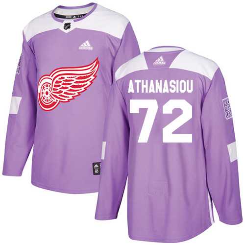 Men's Adidas Detroit Red Wings #72 Andreas Athanasiou Purple Authentic Fights Cancer Stitched NHL Jersey
