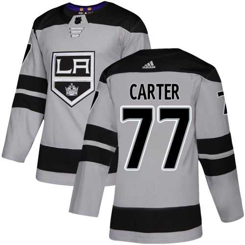 Men's Adidas Los Angeles Kings #77 Jeff Carter Gray Alternate Authentic Stitched NHL Jersey
