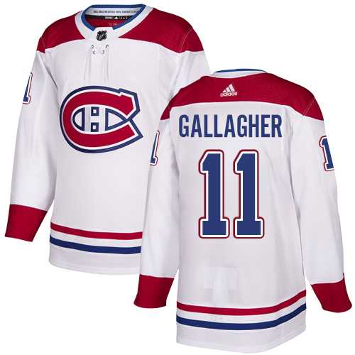 Men's Adidas Montreal Canadiens #11 Brendan Gallagher White Road Authentic Stitched NHL Jersey