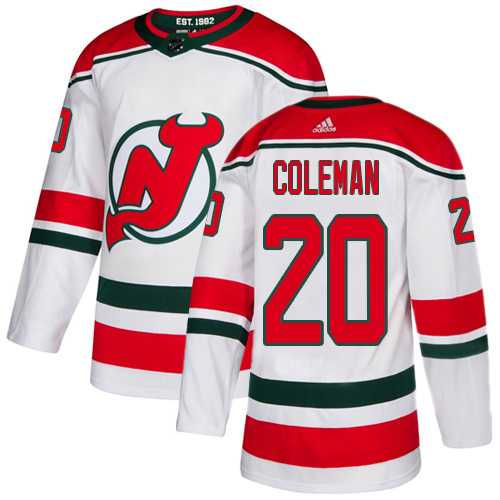 Men's Adidas New Jersey Devils #20 Blake Coleman White Alternate Authentic Stitched NHL Jersey