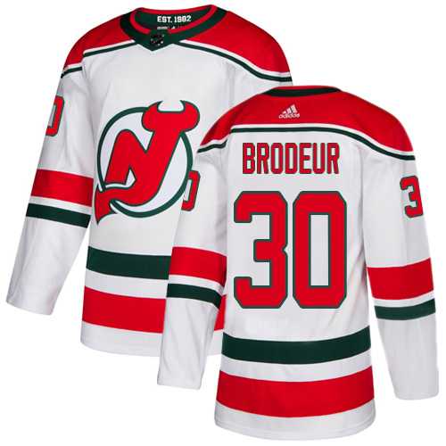 Men's Adidas New Jersey Devils #30 Martin Brodeur White Alternate Authentic Stitched NHL Jersey