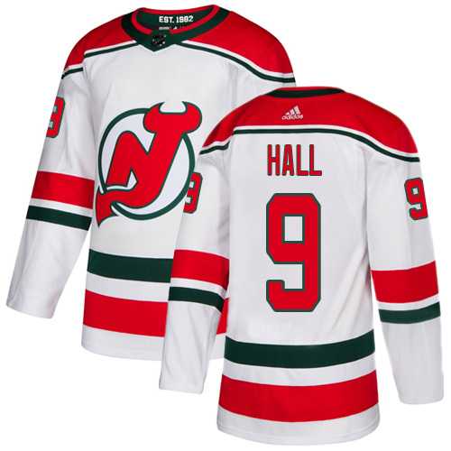Men's Adidas New Jersey Devils #9 Taylor Hall White Alternate Authentic Stitched NHL Jersey