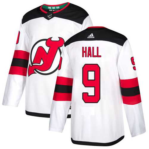 Men's Adidas New Jersey Devils #9 Taylor Hall White Road Authentic Stitched NHL Jersey
