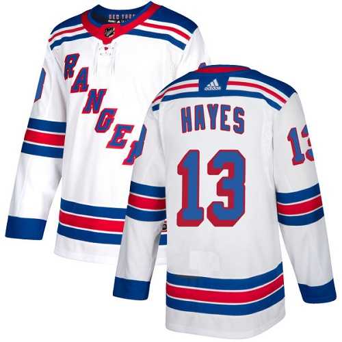 Men's Adidas New York Rangers #13 Kevin Hayes White Road Authentic Stitched NHL Jersey