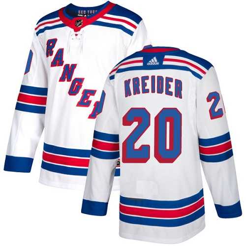 Men's Adidas New York Rangers #20 Chris Kreider White Road Authentic Stitched NHL Jersey