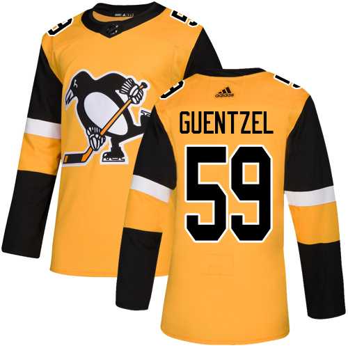 Men's Adidas Pittsburgh Penguins #59 Jake Guentzel Gold Alternate Authentic Stitched NHL Jersey