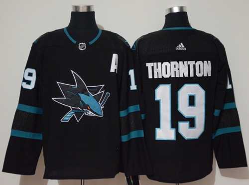 Men's Adidas San Jose Sharks #19 Joe Thornton Black Alternate Authentic Stitched NHL Jersey