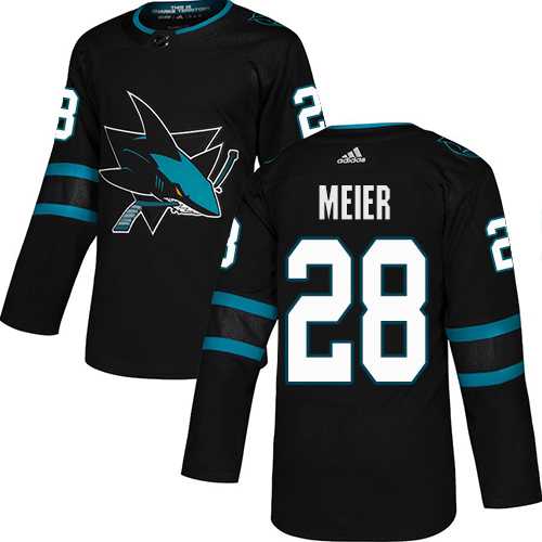 Men's Adidas San Jose Sharks #28 Timo Meier Black Alternate Authentic Stitched NHL Jersey