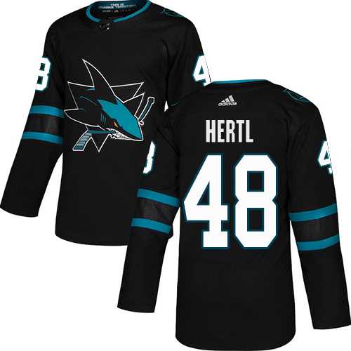 Men's Adidas San Jose Sharks #48 Tomas Hertl Black Alternate Authentic Stitched NHL Jersey