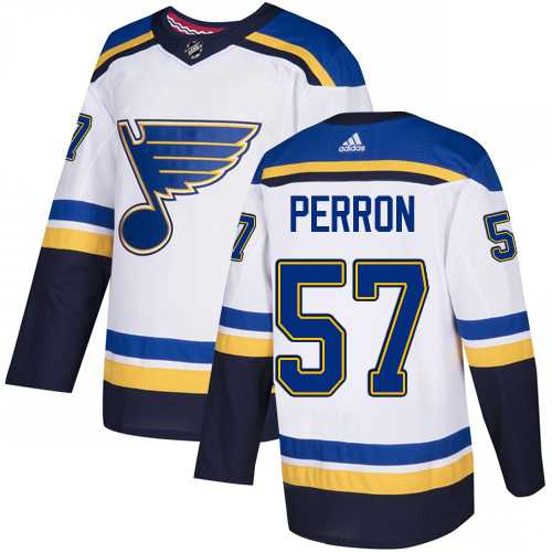 Men's Adidas St. Louis Blues #57 David Perron White Road Authentic Stitched NHL Jersey