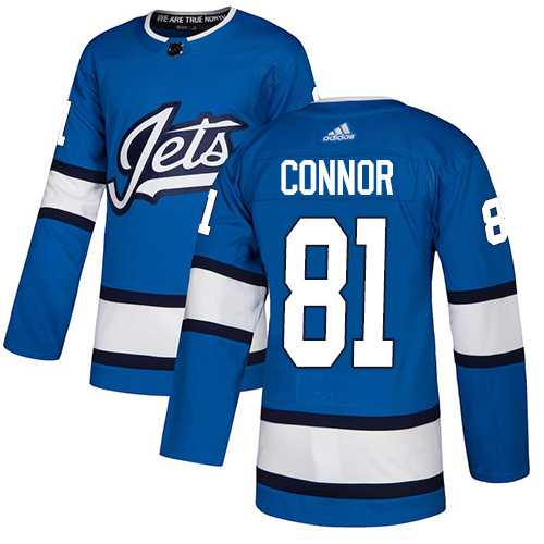 Men's Adidas Winnipeg Jets #81 Kyle Connor Blue Alternate Authentic Stitched NHL Jersey