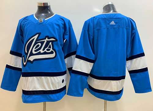 Men's Adidas Winnipeg Jets Blank Blue Alternate Authentic Stitched NHL Jersey