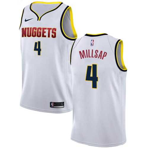 Men's Nike Denver Nuggets #4 Paul Millsap White NBA Swingman Association Edition Jersey