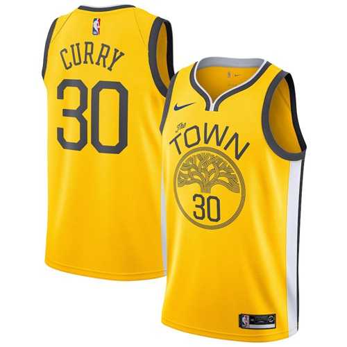Men's Nike Golden State Warriors #30 Stephen Curry Gold NBA Swingman Earned Edition Jersey