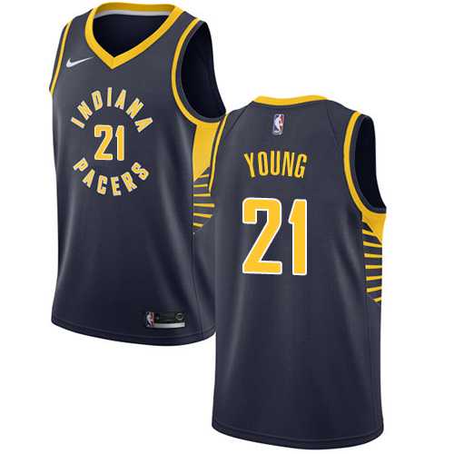 Men's Nike Indiana Pacers #21 Thaddeus Young Navy Blue NBA Swingman Icon Edition Jersey