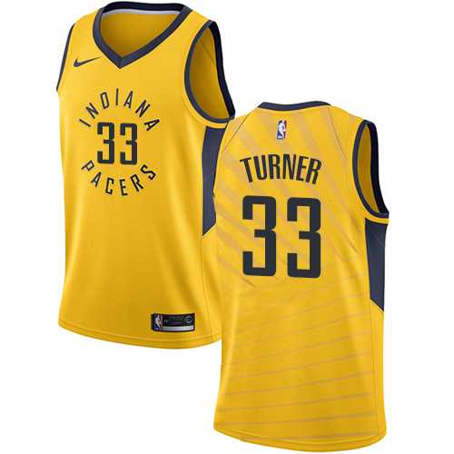 Men's Nike Indiana Pacers #33 Myles Turner Gold NBA Swingman Statement Edition Jersey