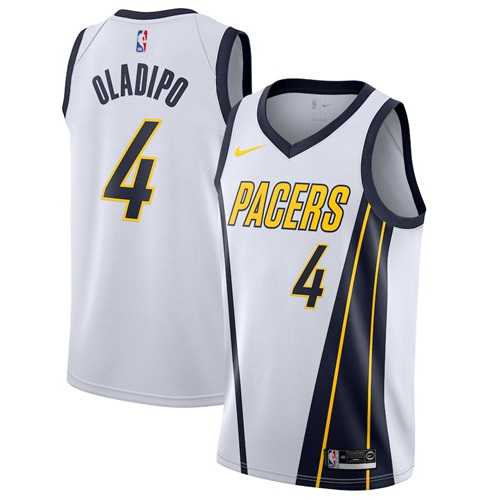 Men's Nike Indiana Pacers #4 Victor Oladipo White NBA Swingman Earned Edition Jersey