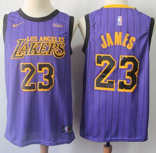 Men's Nike Los Angeles Lakers #23 LeBron James Purple NBA Swingman City Edition 2018-19 Jersey
