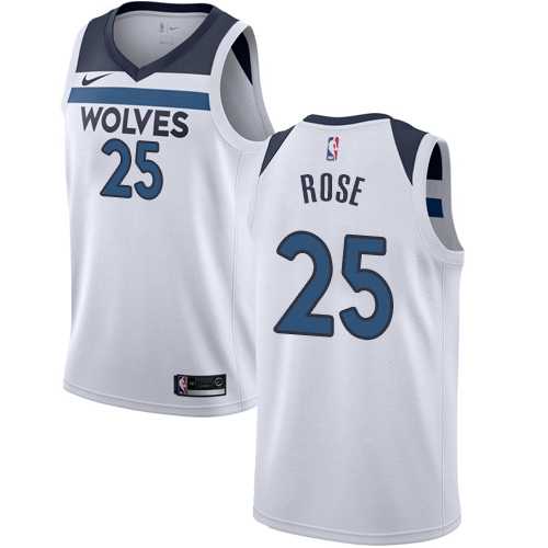 Men's Nike Minnesota Timberwolves #25 Derrick Rose White NBA Authentic Association Edition Jersey