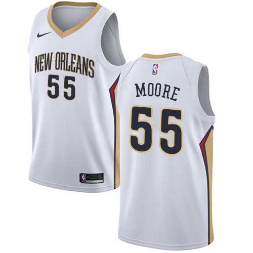 Men's Nike New Orleans Pelicans #55 E'Twaun Moore White NBA Swingman Association Edition Jersey