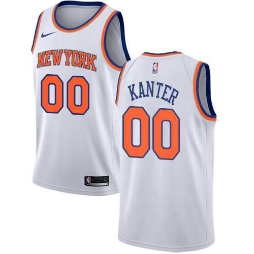 Men's Nike New York Knicks #00 Enes Kanter White NBA Swingman Association Edition Jersey