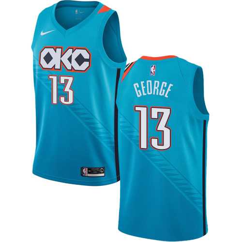 Men's Nike Oklahoma City Thunder #13 Paul George Turquoise NBA Swingman City Edition 2018-19 Jersey