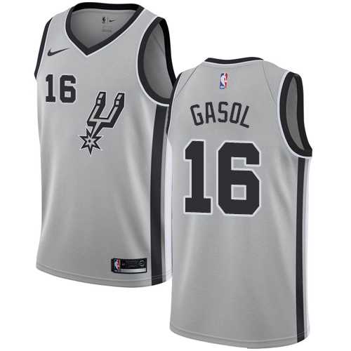 Men's Nike San Antonio Spurs #16 Pau Gasol Silver NBA Swingman Statement Edition Jersey