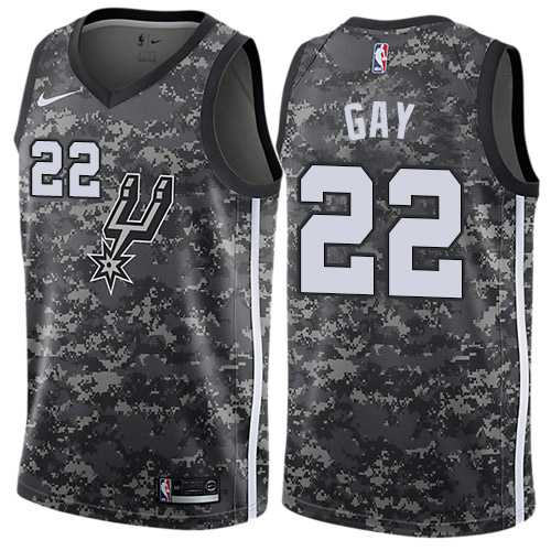 Men's Nike San Antonio Spurs #22 Rudy Gay Black NBA Swingman City Edition 2018-19 Jersey