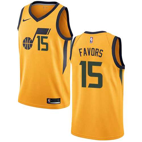 Men's Nike Utah Jazz #15 Derrick Favors Yellow NBA Swingman Statement Edition Jersey