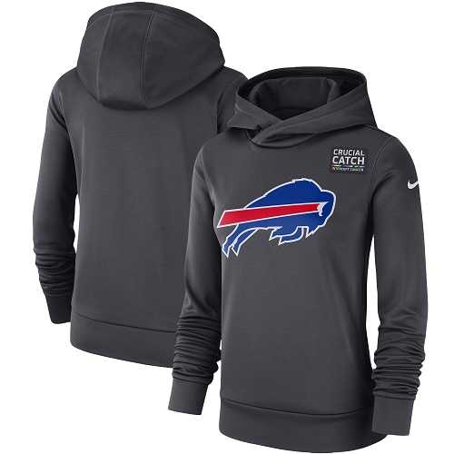 NFL Women's Buffalo Bills Nike Anthracite Crucial Catch Performance Pullover Hoodie