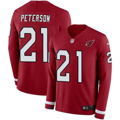 Nike Arizona Cardinals #21 Patrick Peterson Red Team Color Men's Stitched NFL Limited Therma Long Sleeve Jersey