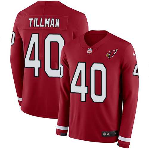 Nike Arizona Cardinals #40 Pat Tillman Red Team Color Men's Stitched NFL Limited Therma Long Sleeve Jersey